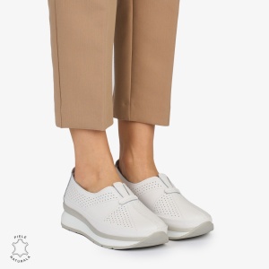 PANTOFI CASUAL Dama Piele Naturala USOR INALTA LF1050 Culoare: ALB - Img 2