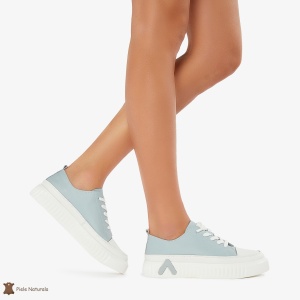 Pantofi Casual de dama din Piele naturala cu talpa groasa LF0489 ALBASTRU