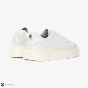 Pantofi Casual de dama din Piele naturala cu talpa groasa LF0492 ALB - Img 3