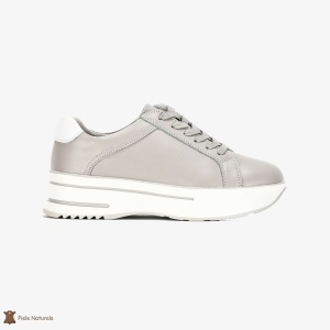 Pantofi Casual de dama din Piele naturala cu talpa groasa LF0493 GRI - Img 2