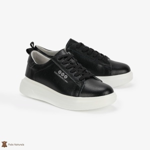Pantofi Casual de dama din Piele naturala cu talpa groasa LF0494 Negru