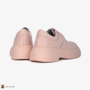 Pantofi Casual de dama din Piele naturala cu talpa groasa LF0524 ROZ - Img 3