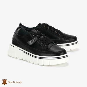 Pantofi Casual de dama din Piele naturala Interior confortabil LF0488 Negru - Img 2