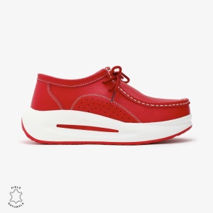 Pantofi Casual de dama din Piele Naturala LF0569 ROSU - Img 2