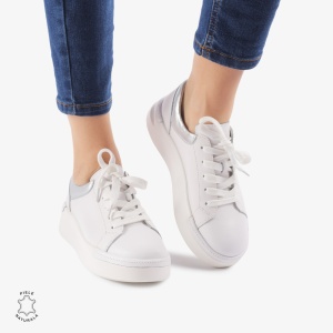 Pantofi Casual de dama din Piele naturala Trendy LF0525 ALB