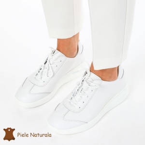 Pantofi casual elegante de dama din piele naturala LF0221 ALB - Img 3