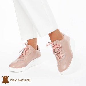 Pantofi casual elegante de dama din piele naturala LF0221 ROZ - Img 3