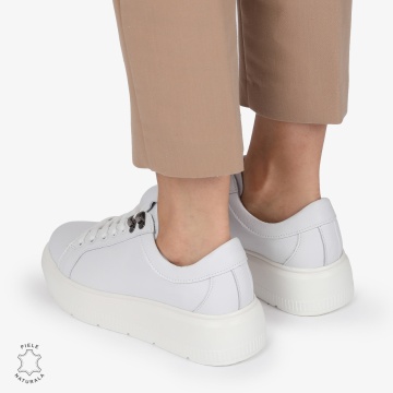 Pantofi CASUAL PIELE NATURALA CU INCHIDERE SIRET LF1294 ALB - Img 2