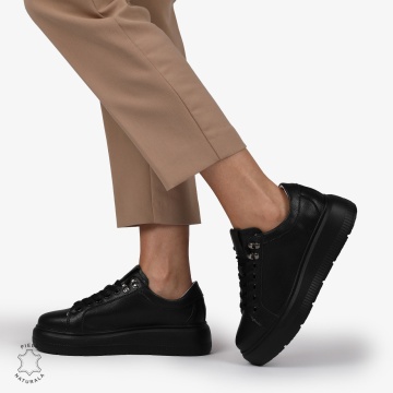 Pantofi CASUAL PIELE NATURALA CU INCHIDERE SIRET LF1294 NEGRU - Img 2