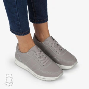 PANTOFI CASUAL Piele Naturala CU INCHIDERE SIRET SI MODEL PE TALPA LF1303 GRI