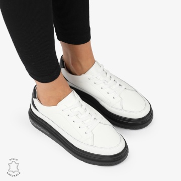 Pantofi CASUAL PIELE NATURALA LF1271 Alb cu Negru