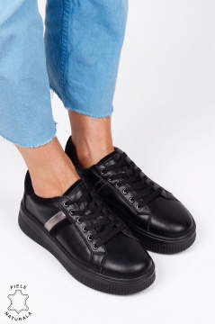 Pantofi casual sport din piele naturală întoarsă LF1811 Negru
