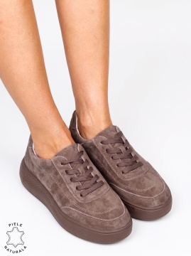 Pantofi damă sport din piele naturală cu design elegant LF1810 maro