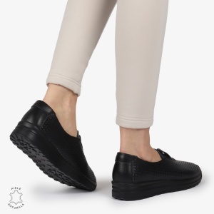 Pantofi Perforati Dama Piele naturală LF0104 NEGRU - Img 3