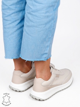 Pantofi sport damă din piele naturală cu design minimalist LF1813 Bej - Img 3