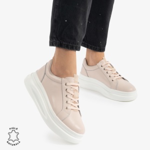 Pantofii casual piele naturala DIN PIELE NATURALA LF0763 ROZ