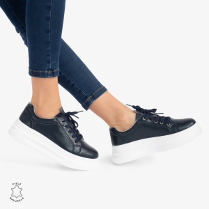 Pantofii casual piele naturala LF0763 NAVY