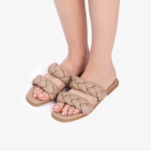 Papuci dama din Piele Ecologica bej LF0162 - Img 4