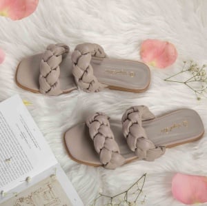 Papuci dama din Piele Ecologica gri LF0162 - Img 2
