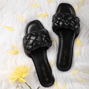 Papuci dama din Piele Ecologica negre LF0151