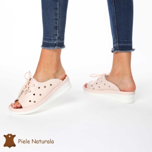 Papuci din Piele Naturala LF0203 Roz