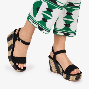 SANDALE Dama DIN PIELE ECOLOGICA INTOARSA CU PLATFORMA LF1021 Culoare: NEGRU - Img 2