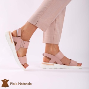 Sandale dama din Piele Naturala cu talpa Inalta LF0197 ROZ