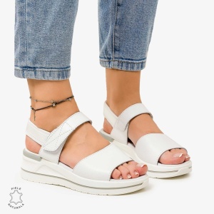 SANDALE Dama Piele Naturala CU BARETA LF1098 Culoare: ALB
