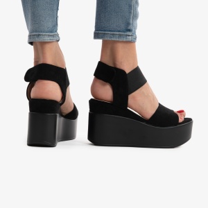 SANDALE DIN PIELE ECOLOGICA CU PLATFORMA LF0750 Negru - Img 3