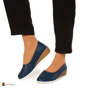 Balerini Dama Piele Naturala Slip-on LF0075 BLEUMARIN