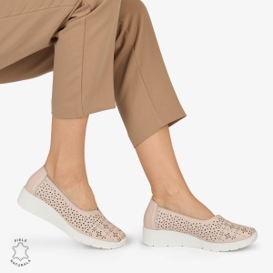BALERINI din PIELE NATURALA PERFORATA LF1040 CULOARE: ROZ