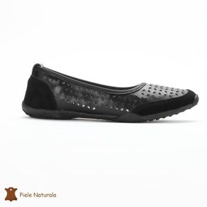Balerini Negri din Piele Naturala cu talpa flexibila LF0168