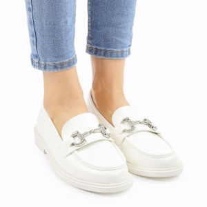 Mocasini DAMA din PIELE ECOLOGICA CU ARGINTIU LF0966 CULOARE:ALB - Img 4