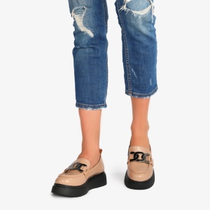 Mocasini dama din Piele Ecologica LF0564 BEJ