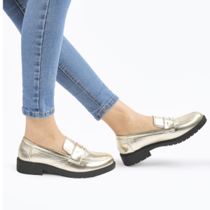 Mocasini DAMA din PIELE ECOLOGICA LF0960 CULOARE: AURIU - Img 3