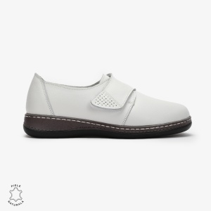 Mocasini dama din Piele naturală LF0017 Alb - Img 2