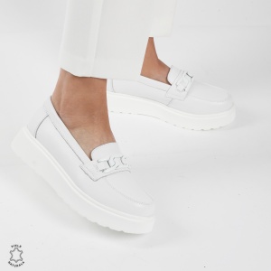 Mocasini dama din piele naturala LF0787 ALB
