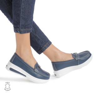 Mocasini DAMA din PIELE Naturala LF0941 CULOARE: NAVY - Img 2