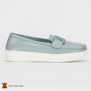 Mocasini Dama Piele Naturala cu talpa plata LF0206 ALBASTRU - Img 2