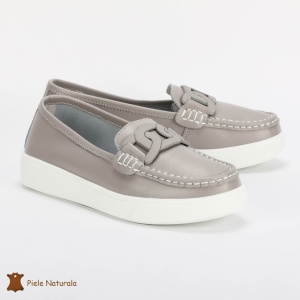 Mocasini Dama Piele Naturala cu talpa plata LF0206 GREY