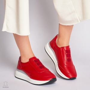 Pantofi Casual dama din Piele naturala CU INCHIDERE ELASTIC LF1233 ROSU
