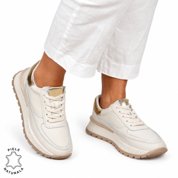 Pantofi Casual DAMA din PIELE Naturala cu model pe talpa LF1524 BEJ