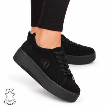 Pantofi Casual DAMA din PIELE Naturala INTOARSA cu talpa inalta LF1455