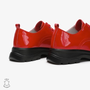Pantofi casual dama din Piele naturală lacuiti LF0110 ROSU - Img 3