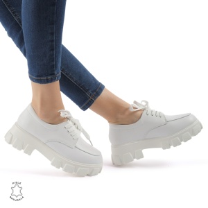 Pantofi casual dama din Piele naturală LF0109 ALB