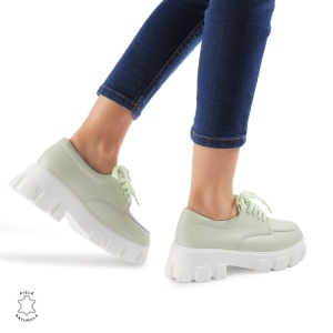 Pantofi casual dama din Piele naturală LF0109 VERDE - Img 3