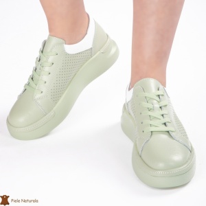 Pantofi Casual Dama din Piele naturală LF0117 VERDE - Img 3