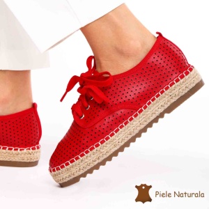 Pantofi casual dama din Piele naturală LF0153 ROSU