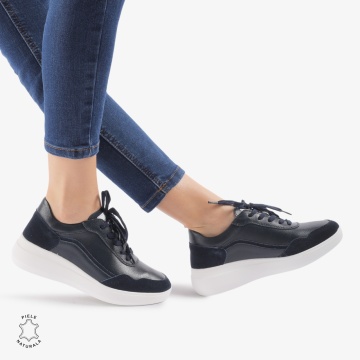 Pantofi Casual dama din Piele Naturala LF0845 BLEUMARIN