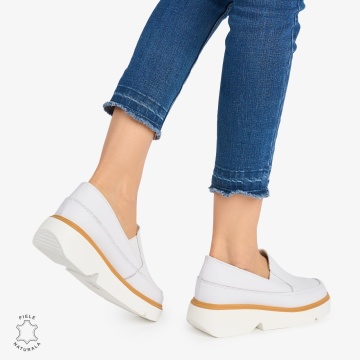 Pantofi Casual DAMA din PIELE Naturala SLIP-ON LF0946 CULOARE: ALB - Img 3